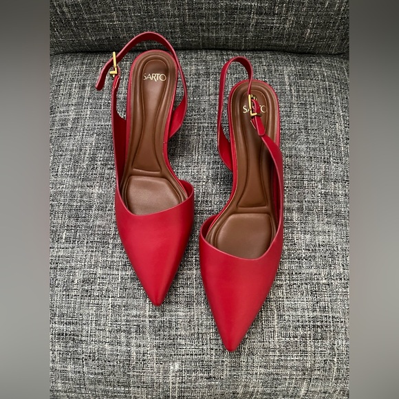 Sarto Women's Red Slingback Heels - Picture 1 of 4